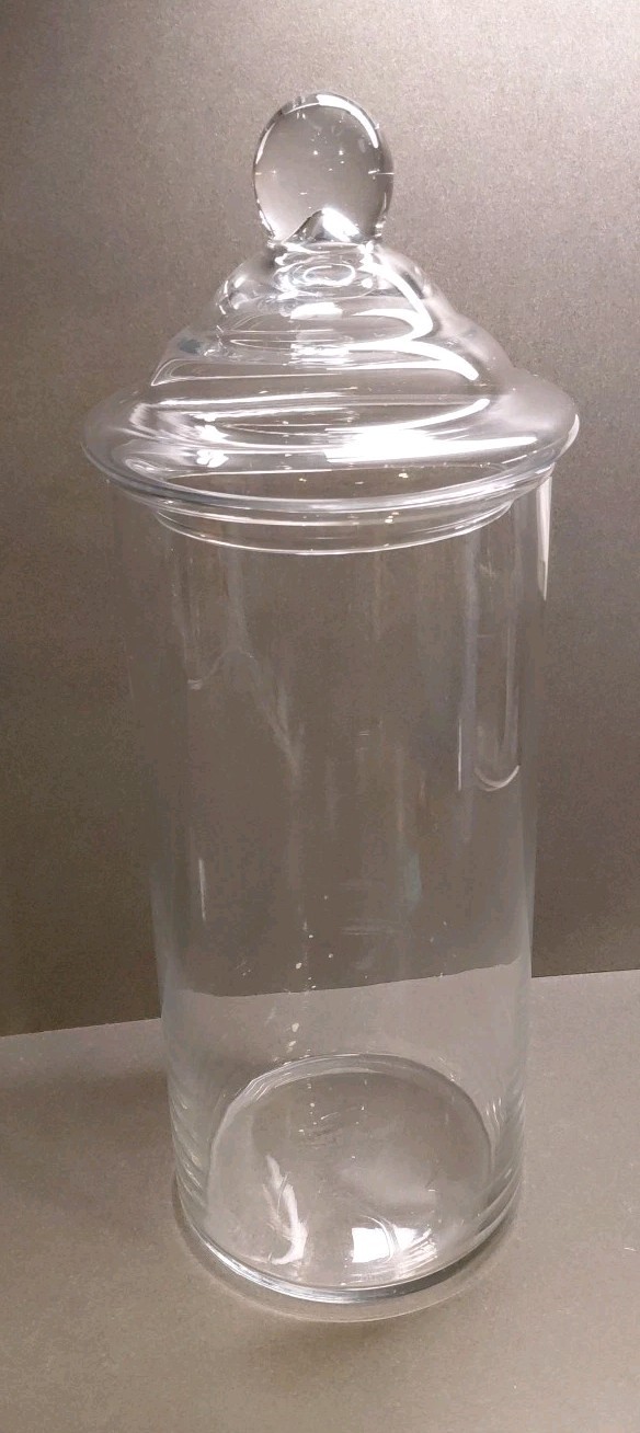 Antique Clear Glass Apothecary Drug Store Display Jar Cannister 15.5 In Tall 