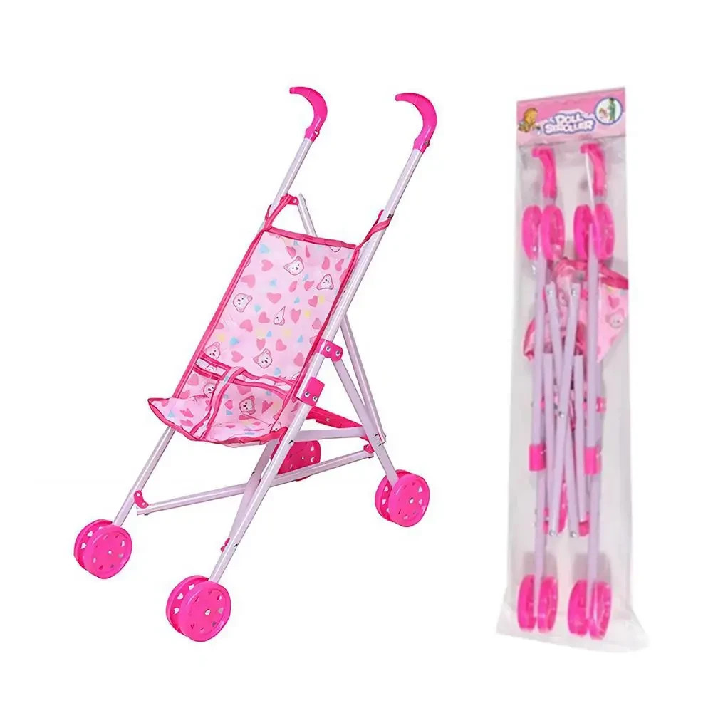 Creative Multicolor Dolls Pram Foldable Playing House Handcart Baby Stroller