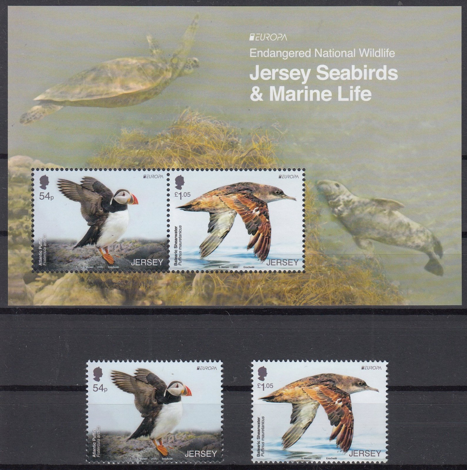 Jersey.2021 EUROPA CEPT.Endangered national wildlife.2 st.+Block.MNH