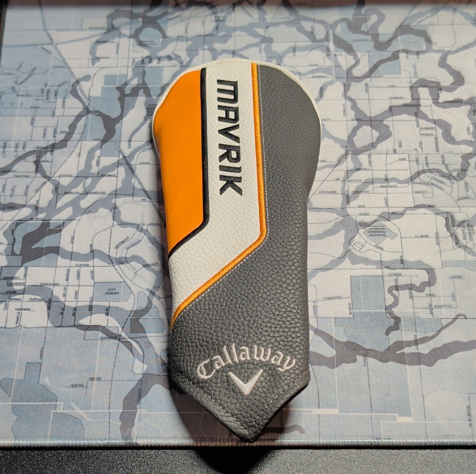 Callaway Mavrik Hybrid Head Cover Gray White Orange Synthetic Leather Golf