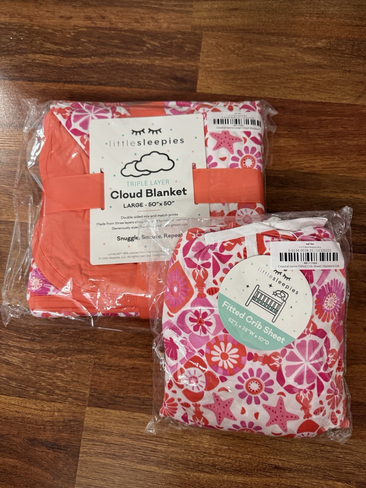 Little Sleepies Coastal Gems Cloud Blanket and Fitted Crib Sheet