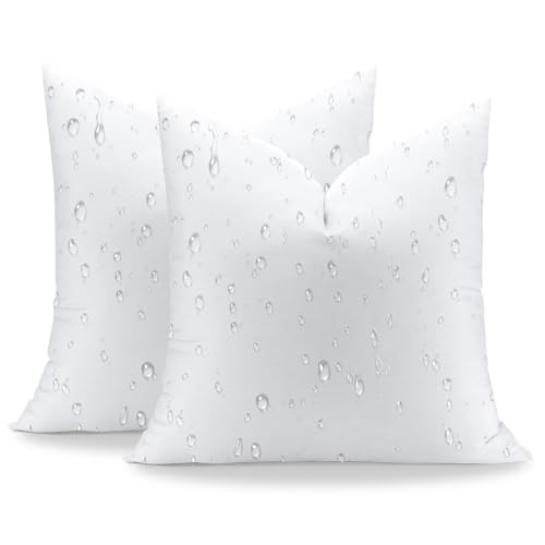  28x28 Outdoor Pillow Inserts, Synthetic Down 28x28 Inch (Pack of 2) White