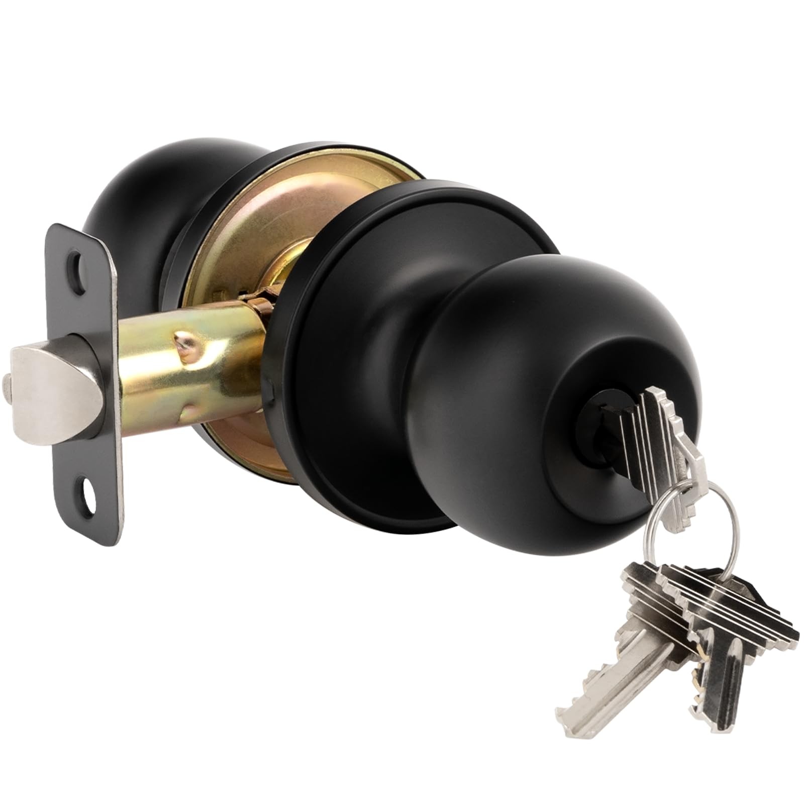 HOSOM Door Knob with Lock and Key, Keyed Entry Door Knob, Exterior and Interi...
