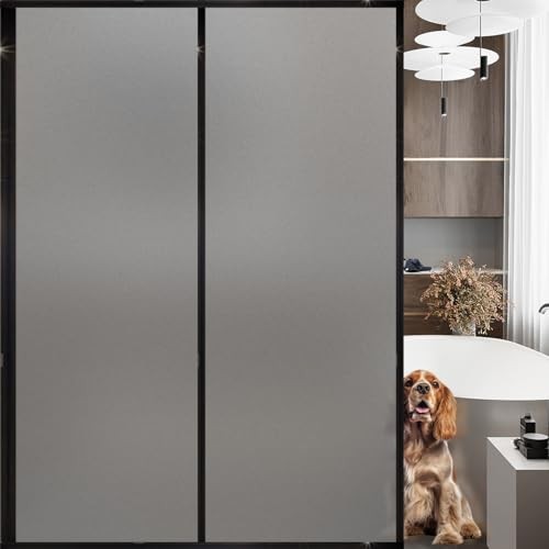  Frosted Window Film, Removable Glass Door Privacy Film, 23.6X196.9 Inch Gray