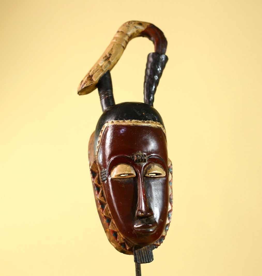 African Tribal Wall Mask Hand Carved Wood Face Sculpture Wall Hanging -G6120