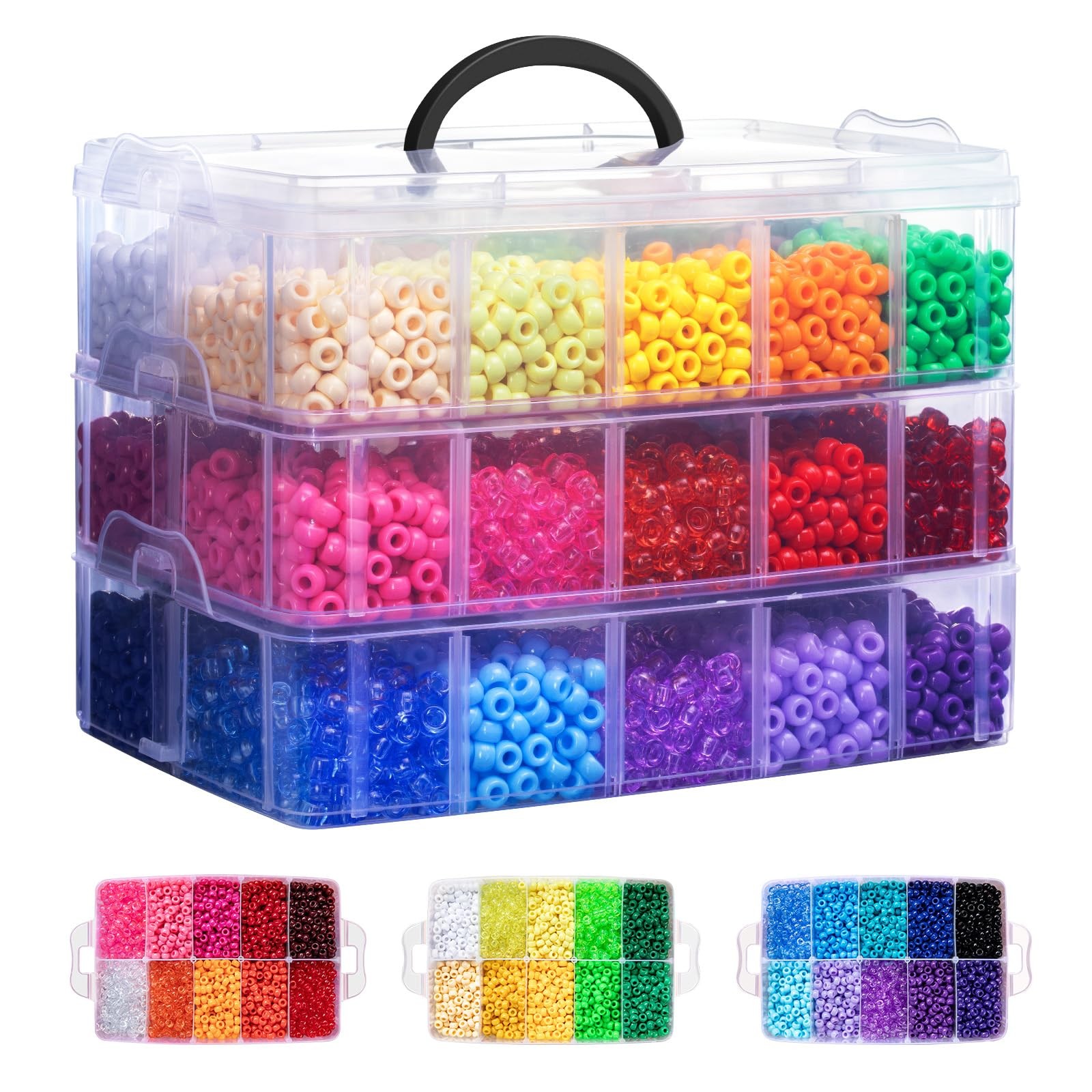 Simetufy 10000Pcs Pony Beads Bulk, 30 Colors 6mm x 9mm, 30 colors 10000pcs 
