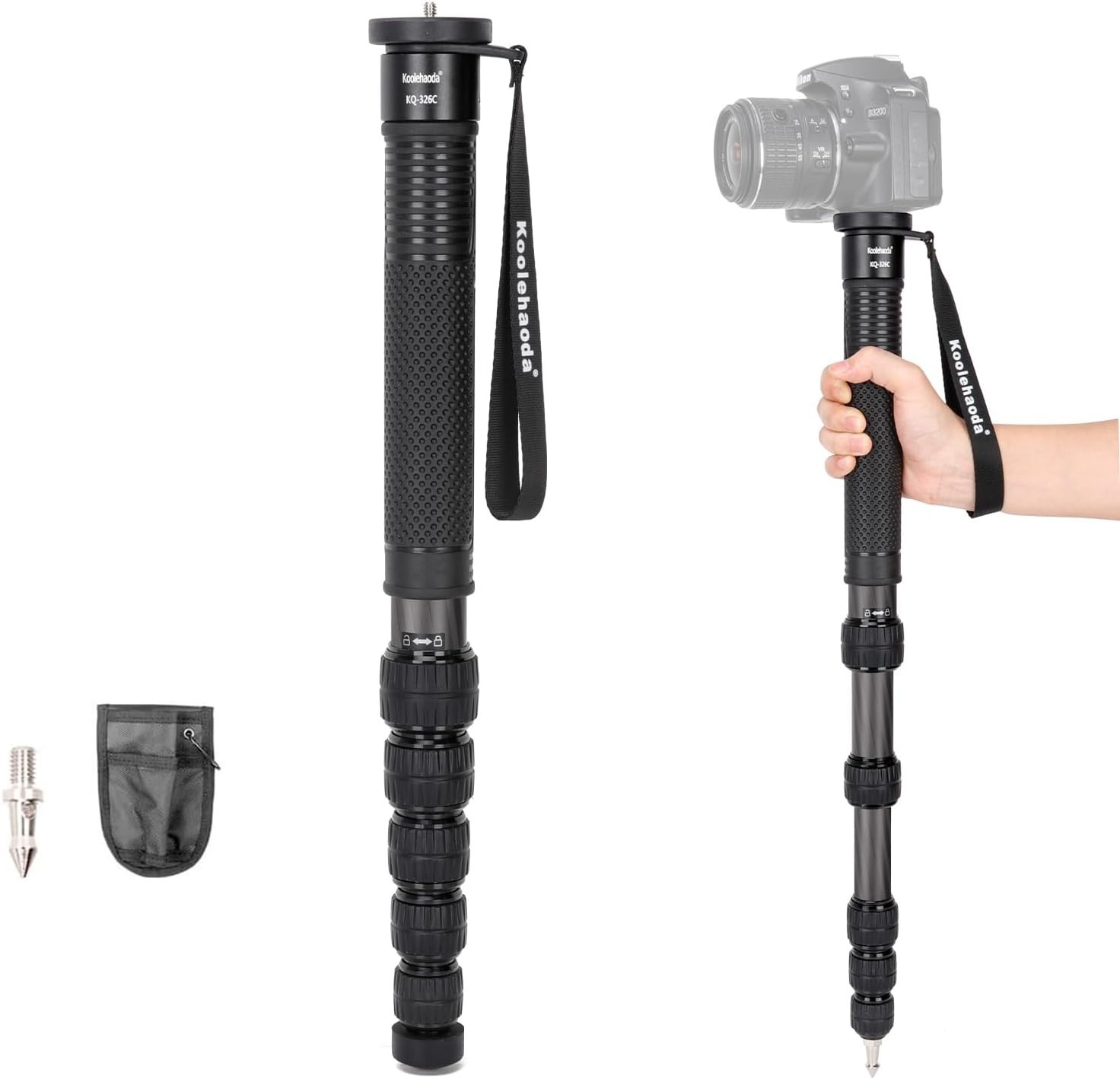 Koolehaoda 69-Inch Carbon Fiber Monopod for DSLR Cameras - 32mm Tube Unipod
