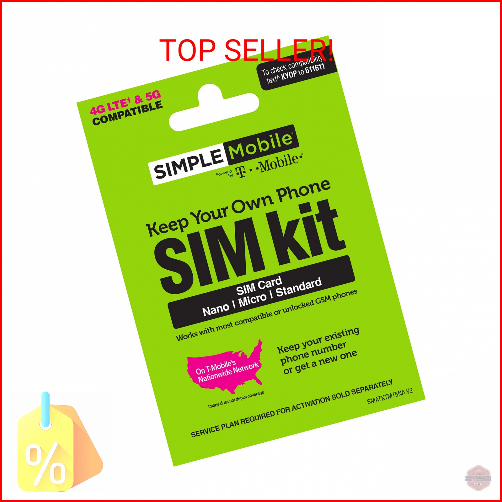 Simple Mobile Prepaid Sim Card Kit (4G LTE Network)