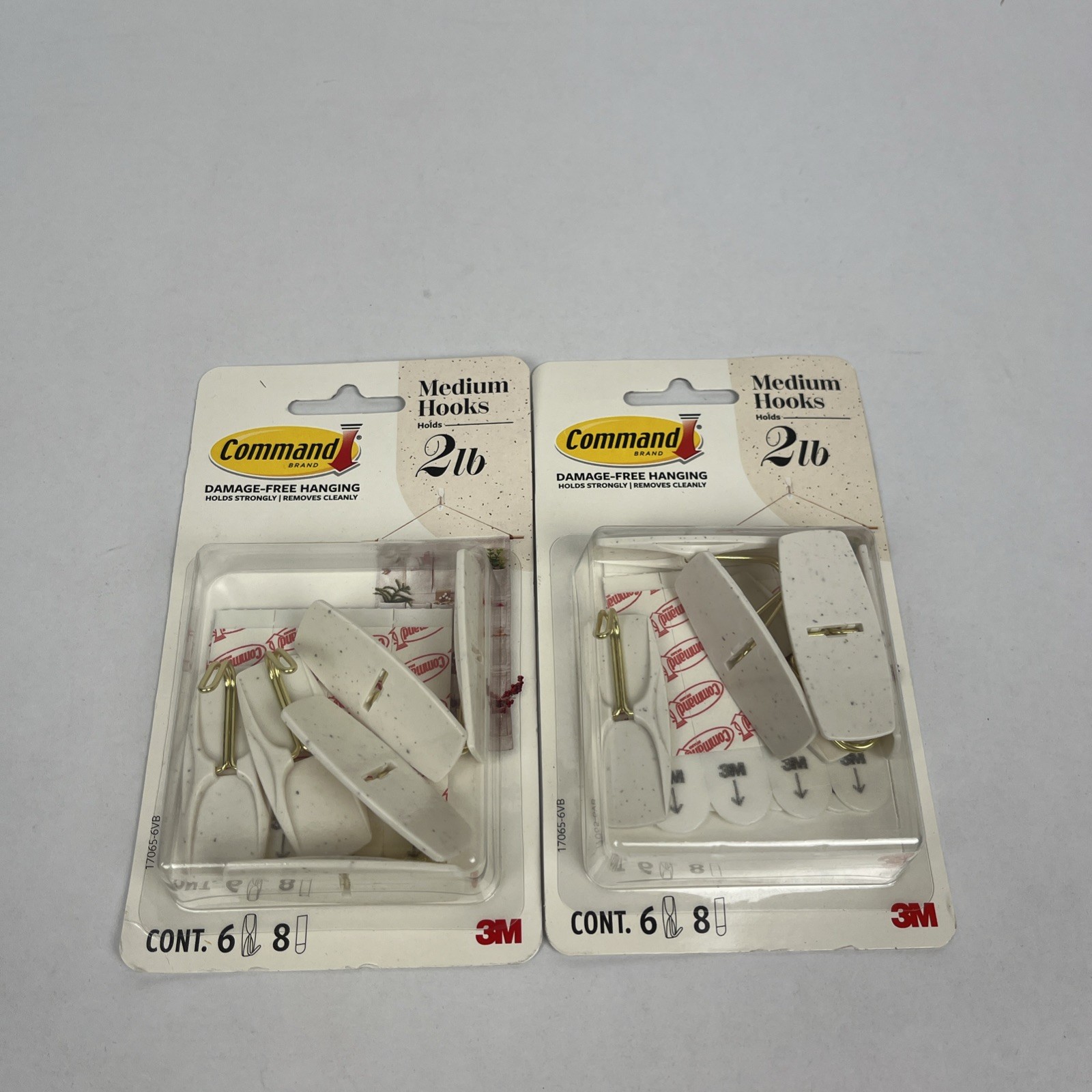 Lot Of 2 Command Hooks, Indoor Use (2lb),  6 Hooks, 8 Strips 2 Packs *NEW*
