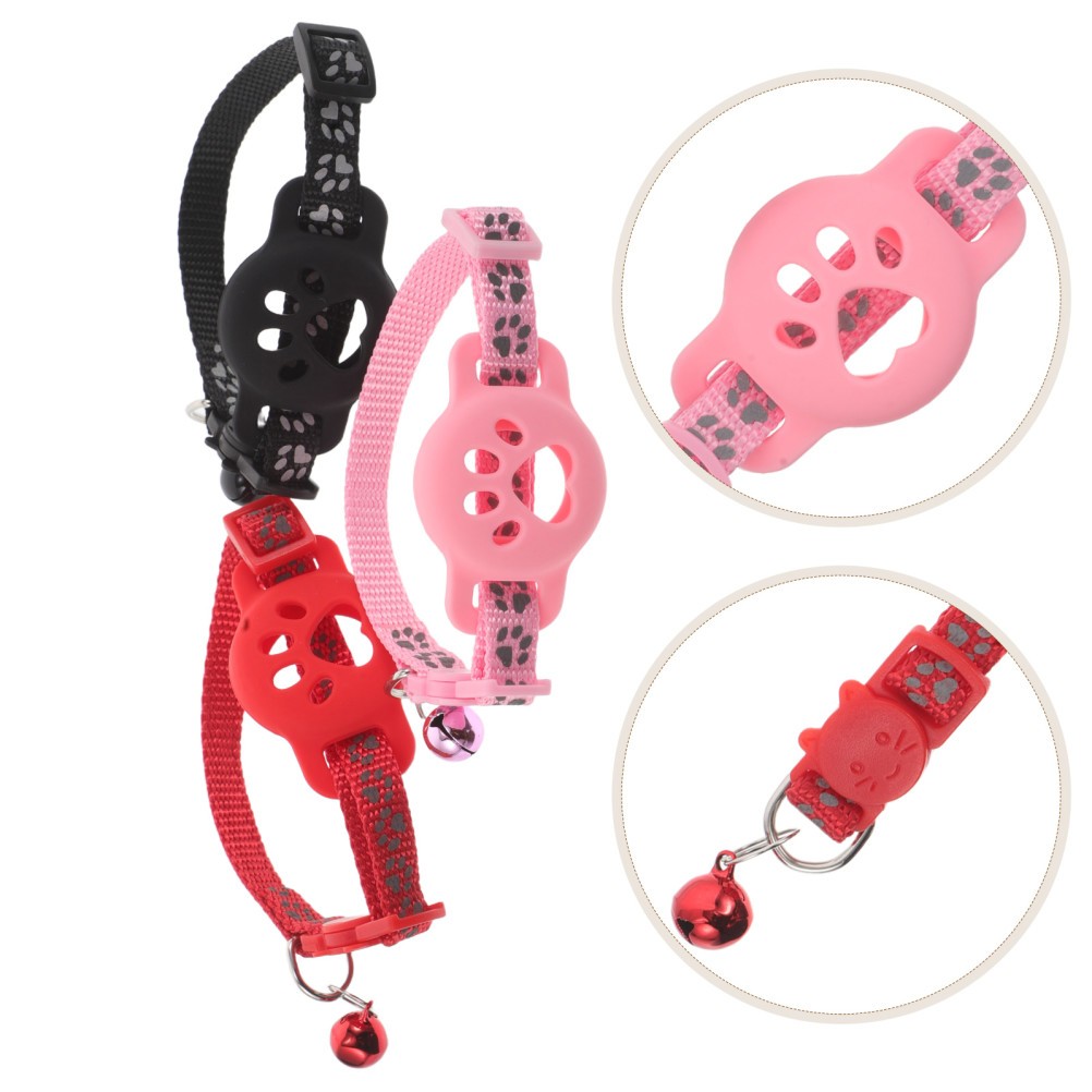  3PCS Reflective Tracker Collar Holder for Cat and Puppy - Safety Collar with