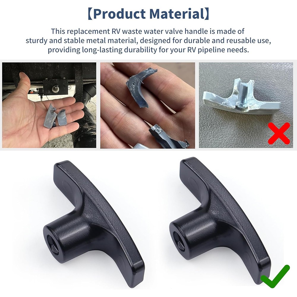 Heavy-Duty 2PCS RV Sewer Valve Handle Kit w/ Hardware, Suitable for Camper Tanks