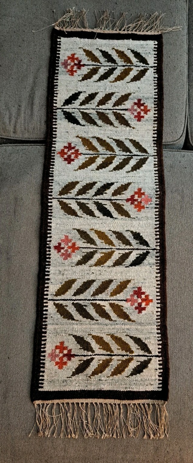 Scandinavian Tapestry /Wall Hanging Geometric Floral Wool Handmade MCM Vintage 