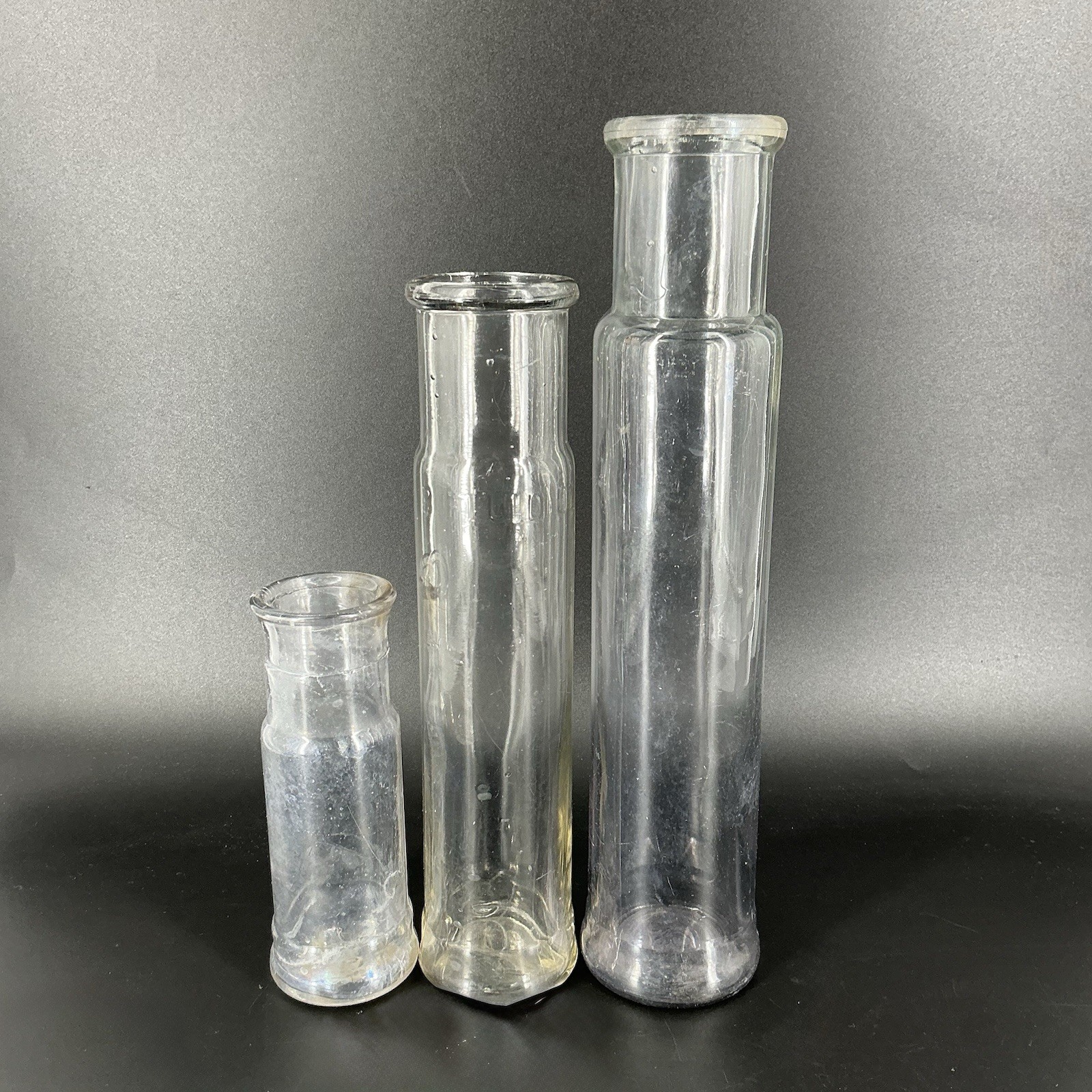 Antique Graduating Cylinder Bottle Medicine Jar Apothecary Vase Set Of 3