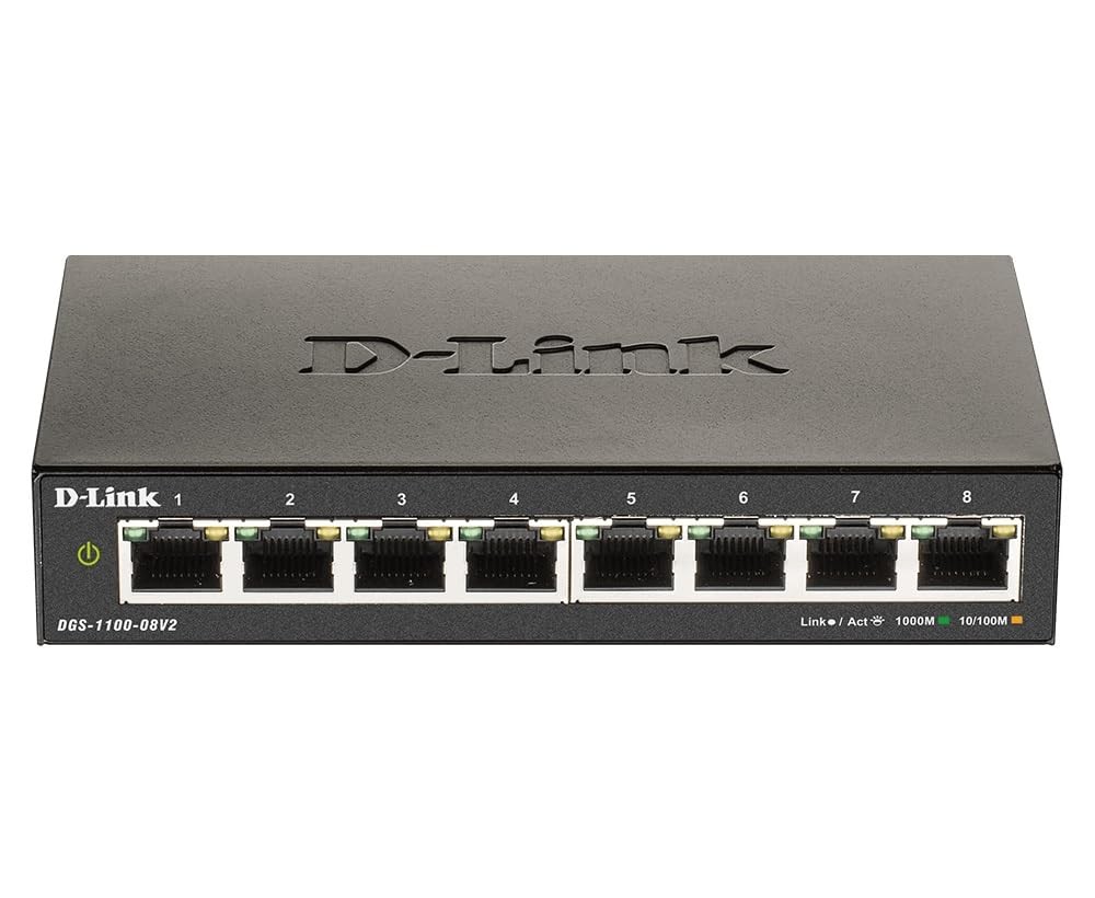 DLink Ethernet Switch, 8 Port Smart Managed Gigabit Desktop EEE Network Inter...