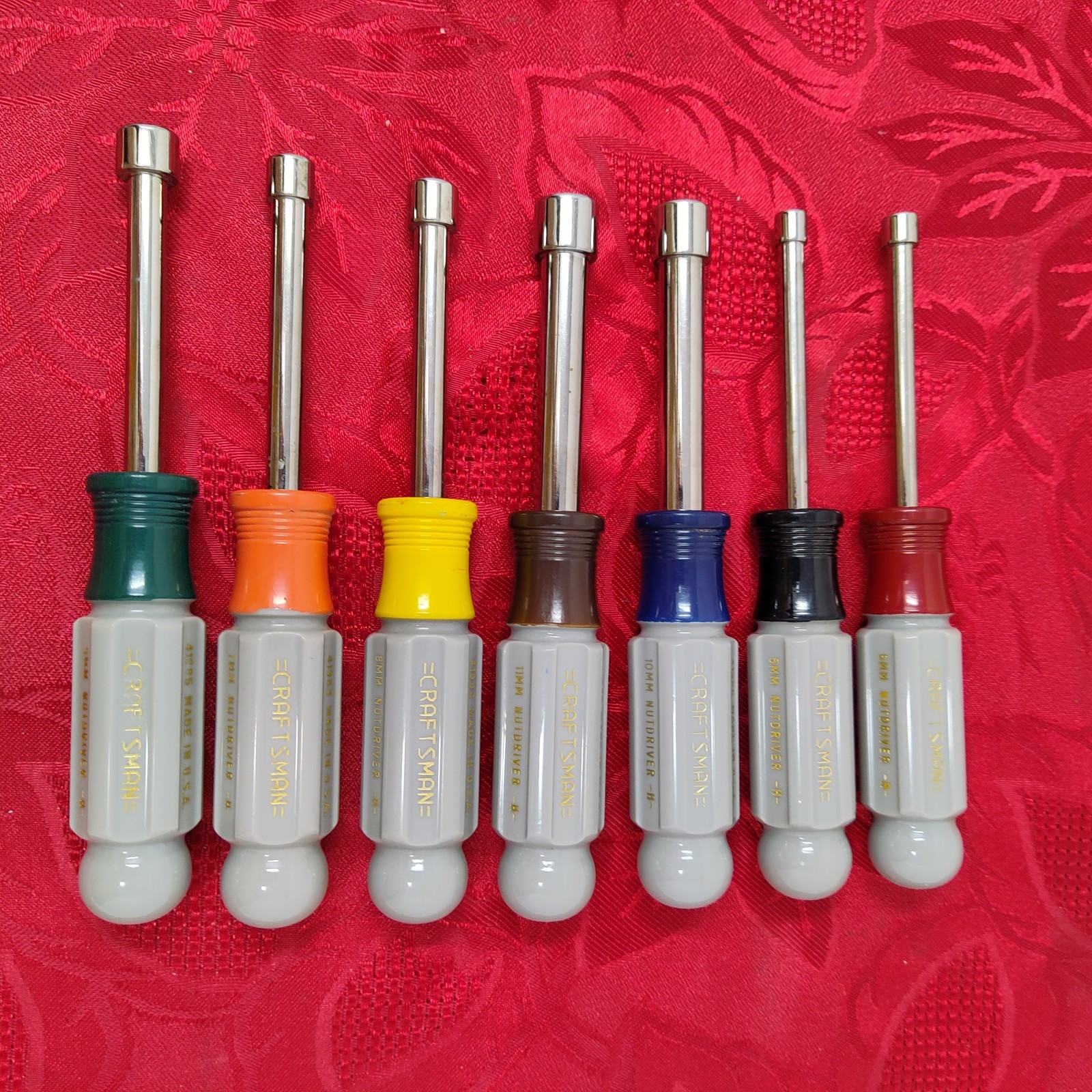 7X Vintage Craftsman Metric Nut Driver Set 4197 Made in USA 5mm-11mm
