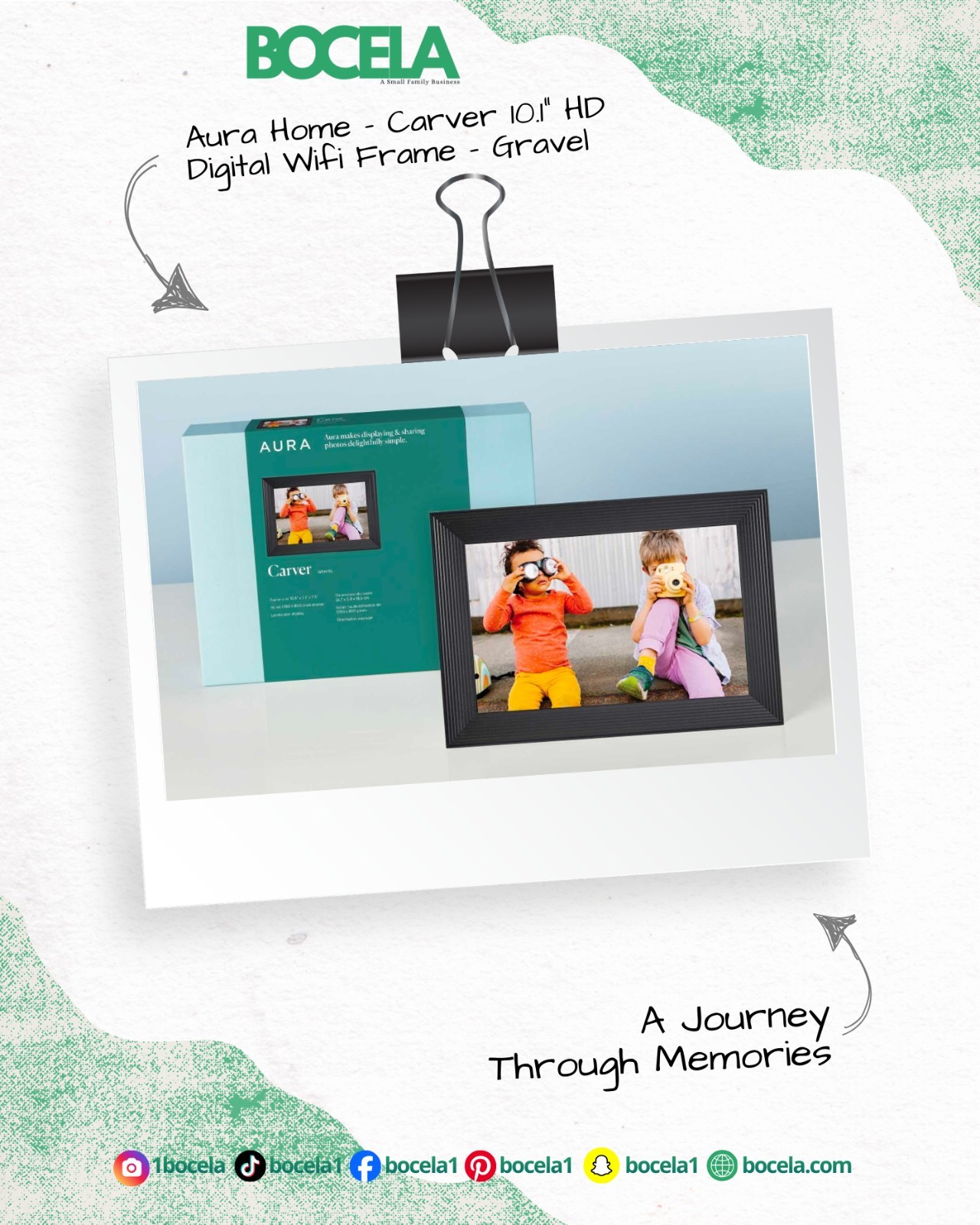 Aura Home - Carver 10.1" HD Digital Wifi Frame - Gravel NEW