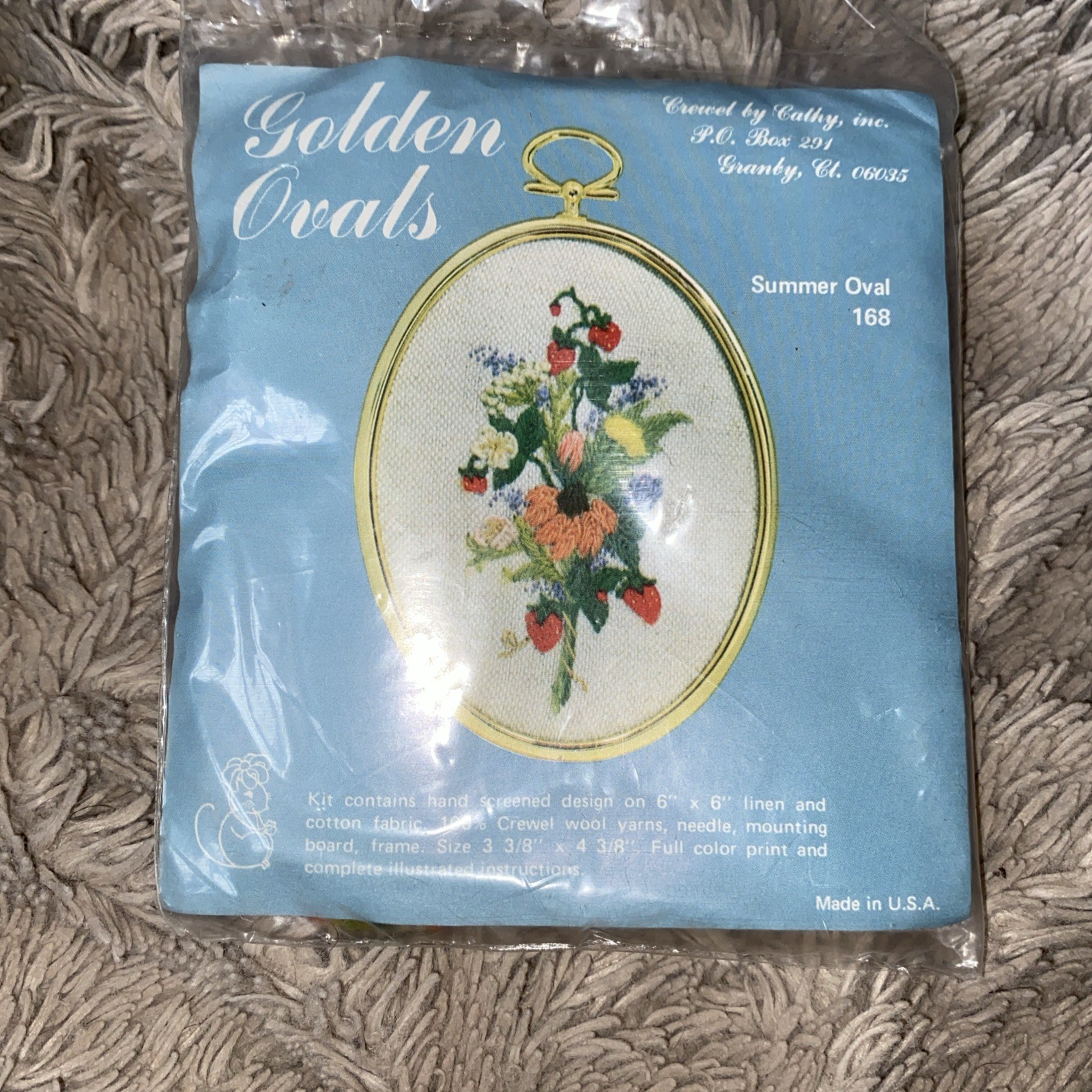 CATHY Crewel  KIT GOLDEN OVALS “summer Ovals”168” EMBROIDERY NIP SEALED