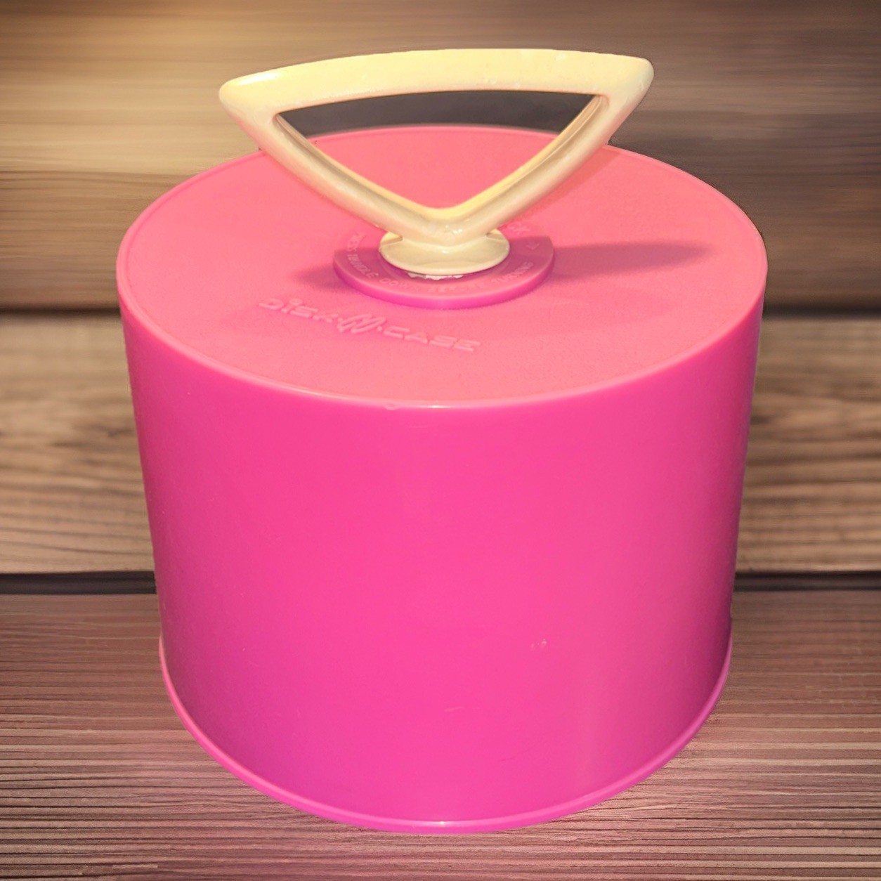 Vintage Pink Disk Go Case 45 RPM 7" Vinyl Record Rack Holder Carry Case Empty