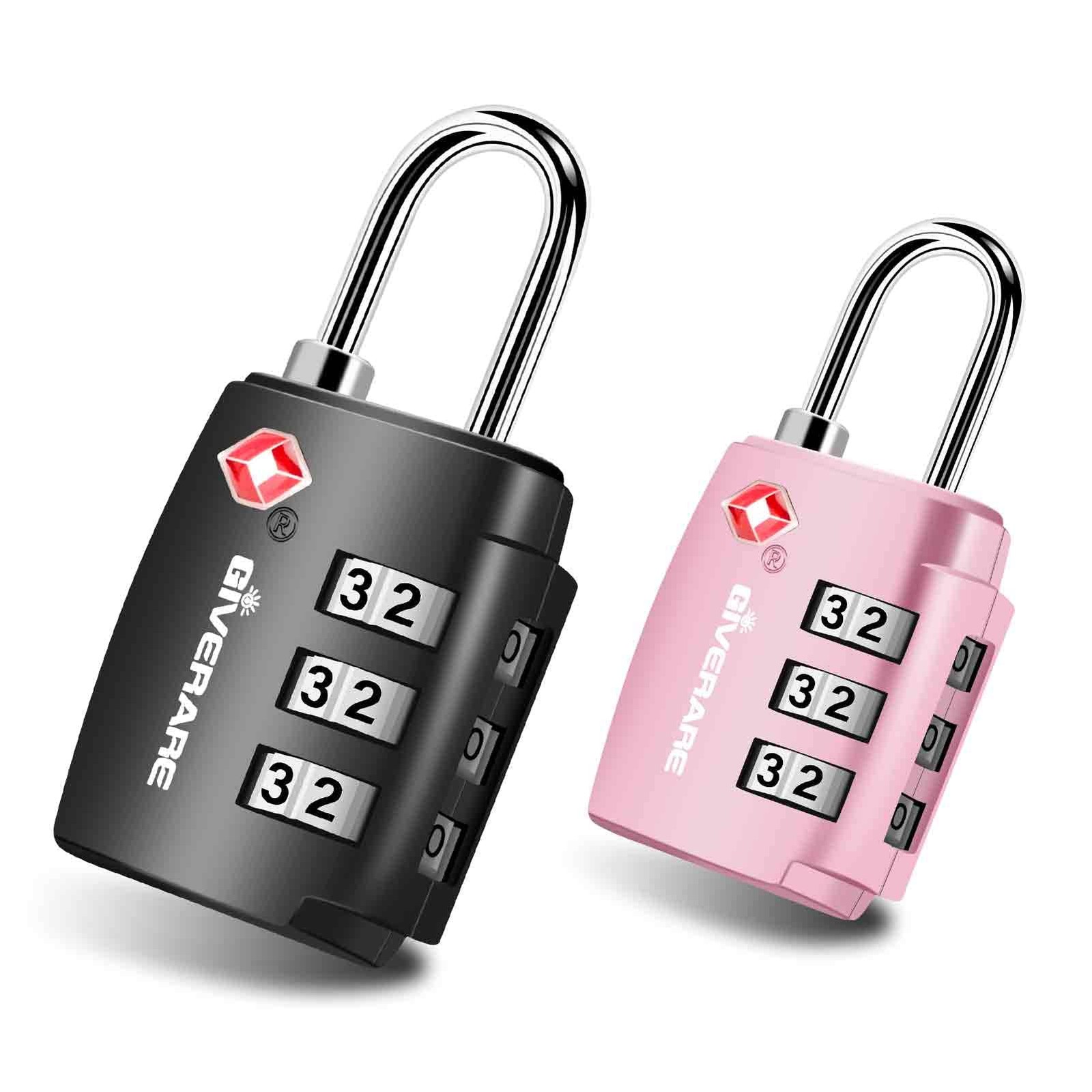 2 Pack TSA Approved Travel Luggage Locks, Combination Lock Alloy Body, Keyles...