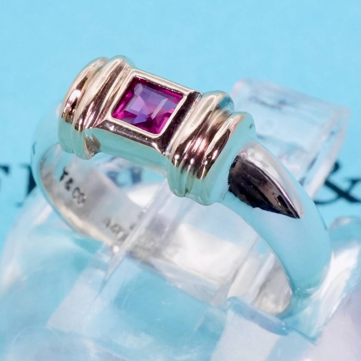 Excellent condition, size 7.5 vintage Tiffany ruby ​​and two-tone ring / 25-368