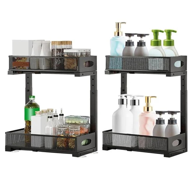 Fresh Fab Finds FFF-Black-GPCT4883 Under Sink Organizer 2 Tier Pull Out Cabin...