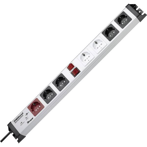 Kopp 227620016 7 Compartment Master / Slave Multi-Outlet Silver, Black Schuko 1pc