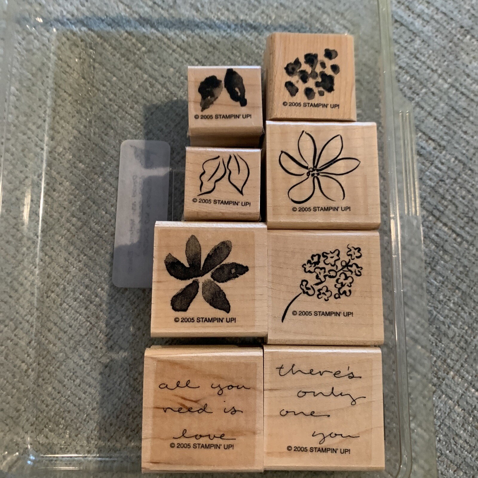 Stampin’ Up! Two Step PAINTED POSIES Wood Mount RUBBER Stamp Set Of 7 2005