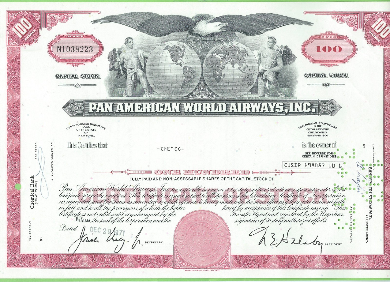 Pan American World Airways, Inc., 1971.