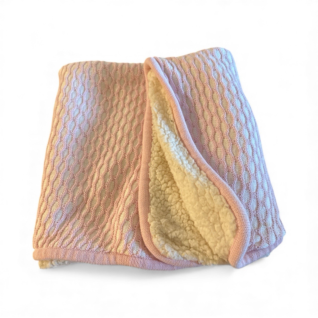 SL Homes Pink & White Baby Blanket Rubbed Fleece Cable Plush