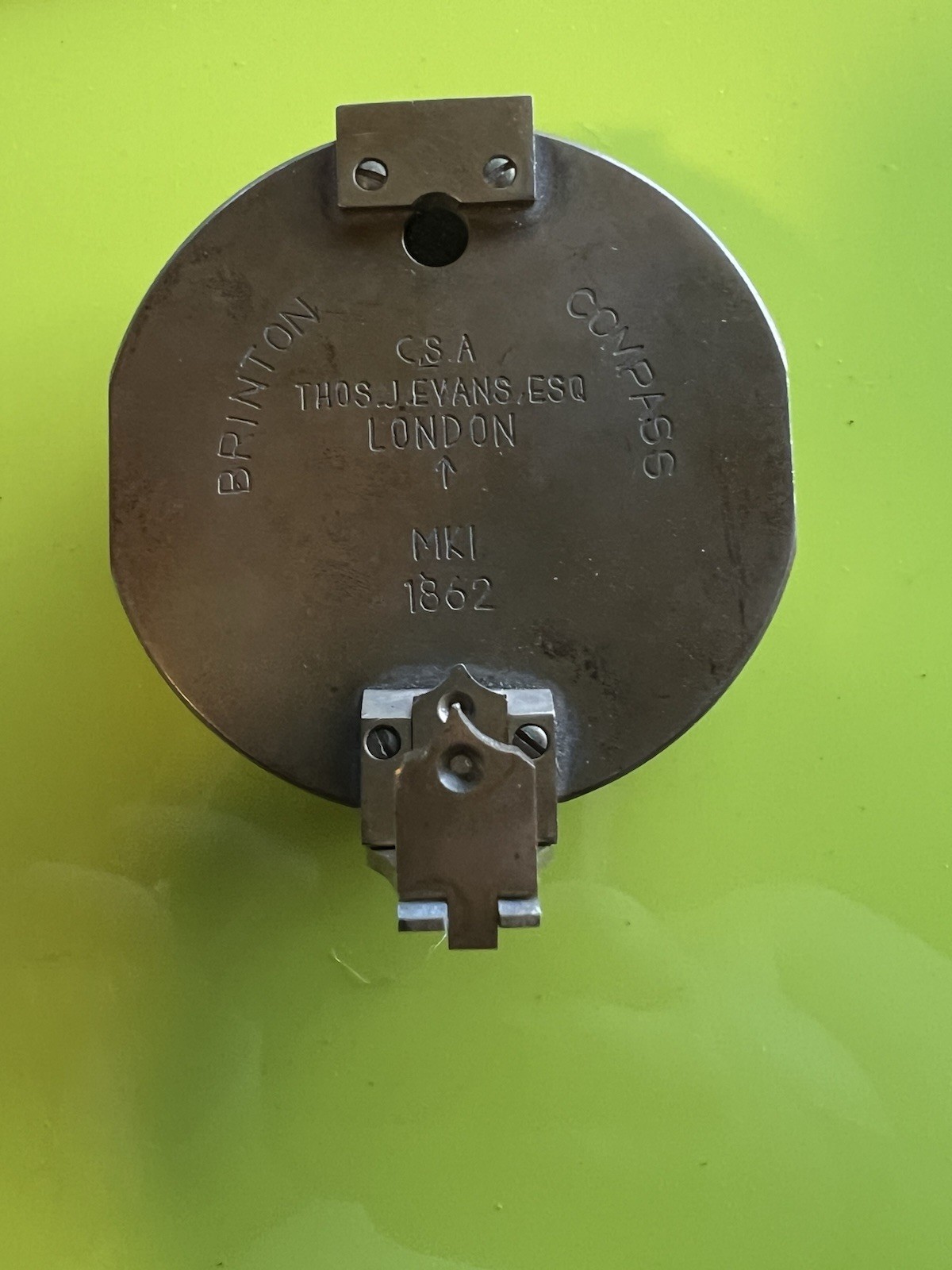 ANTIQUE BRASS BRINTON COMPASS THOMAS J. EVANS, 1862 London MK1