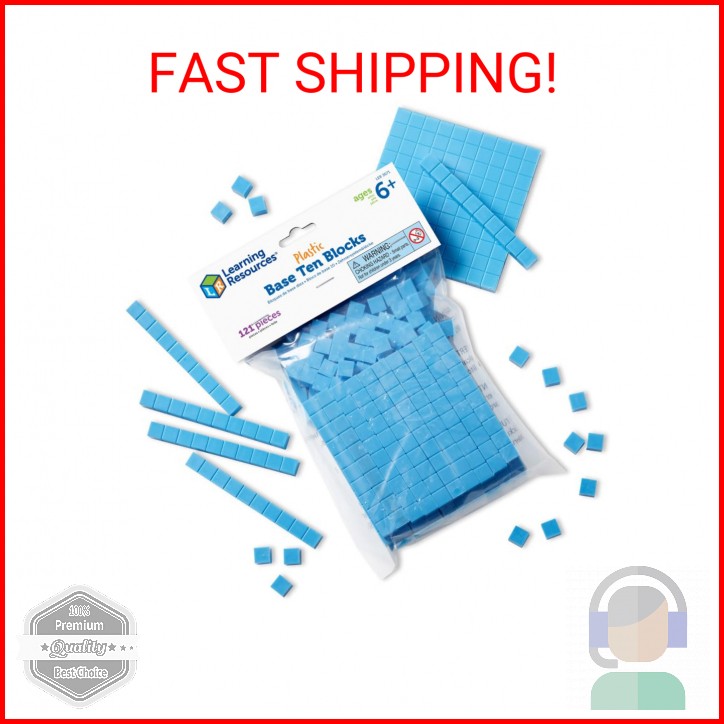 Learning Resources Base Ten Blocks Smart Pack - 121 Pieces, Ages 6+, Grades 1+, 