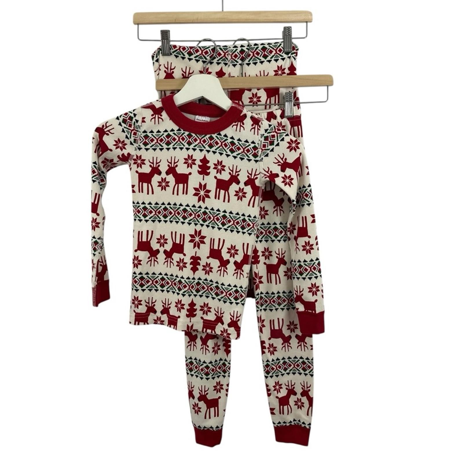 Hanna Andersson Holiday Long John Pajama Top Bottoms + Pet Pajama Size 6-7