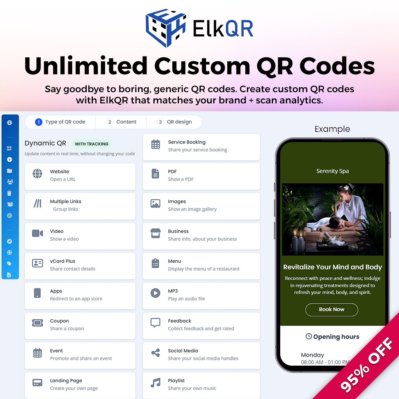 🥷 ElkQR ‒ 1-Year | Custom Dynamic QR Codes, URL Shortener, Landing Pages