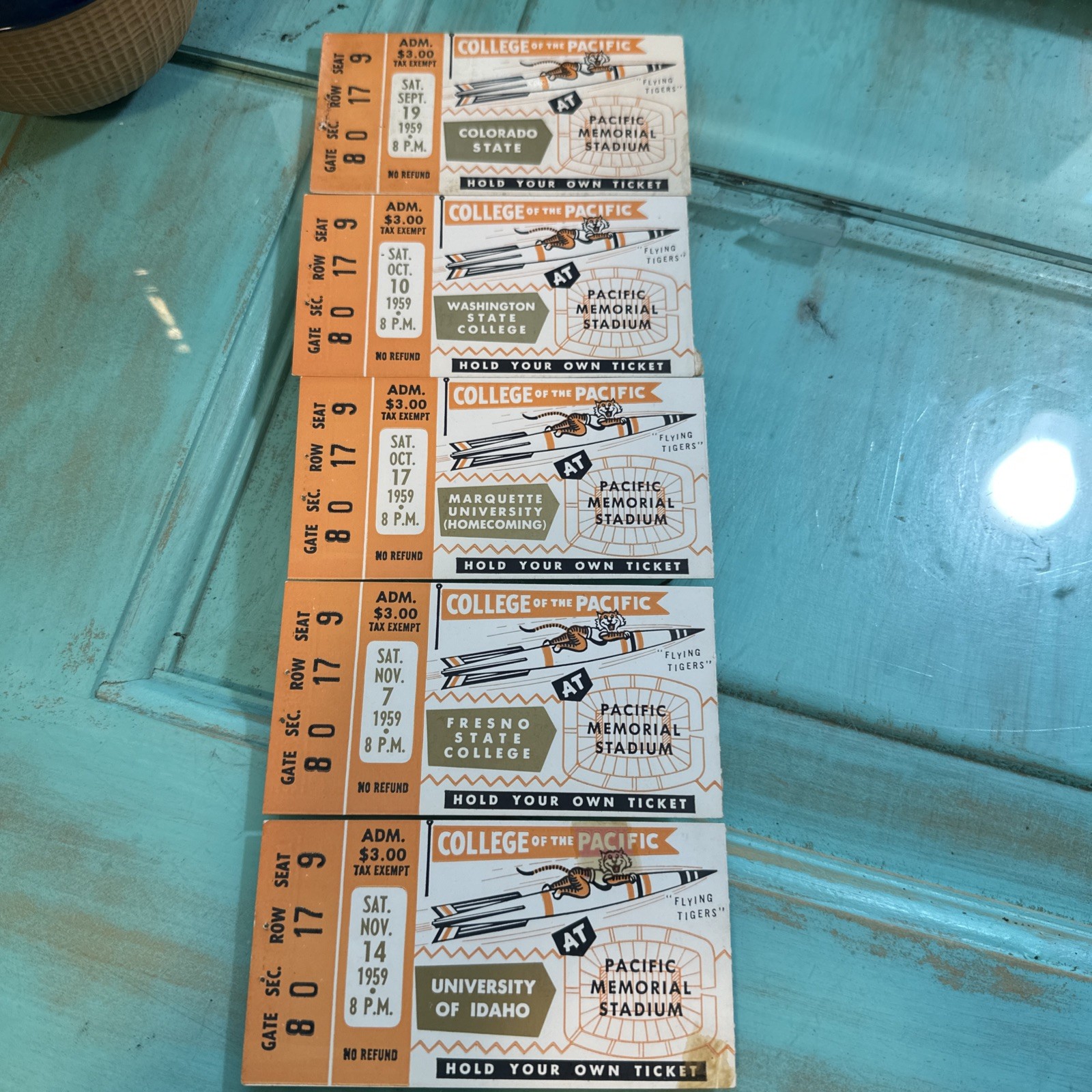 Vintage Pacific Memorial Stadium 1959 Tickets