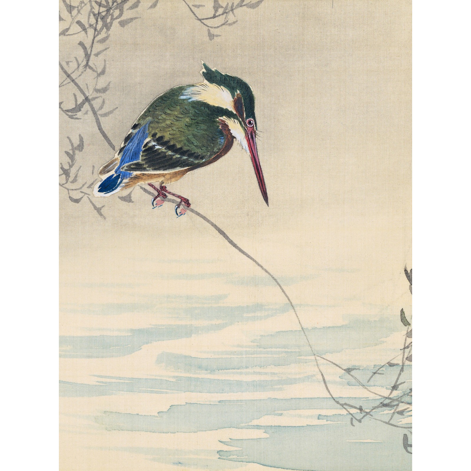 Ohara Koson Kingfisher Bird Japanese Painting Huge Wall Art Poster Print