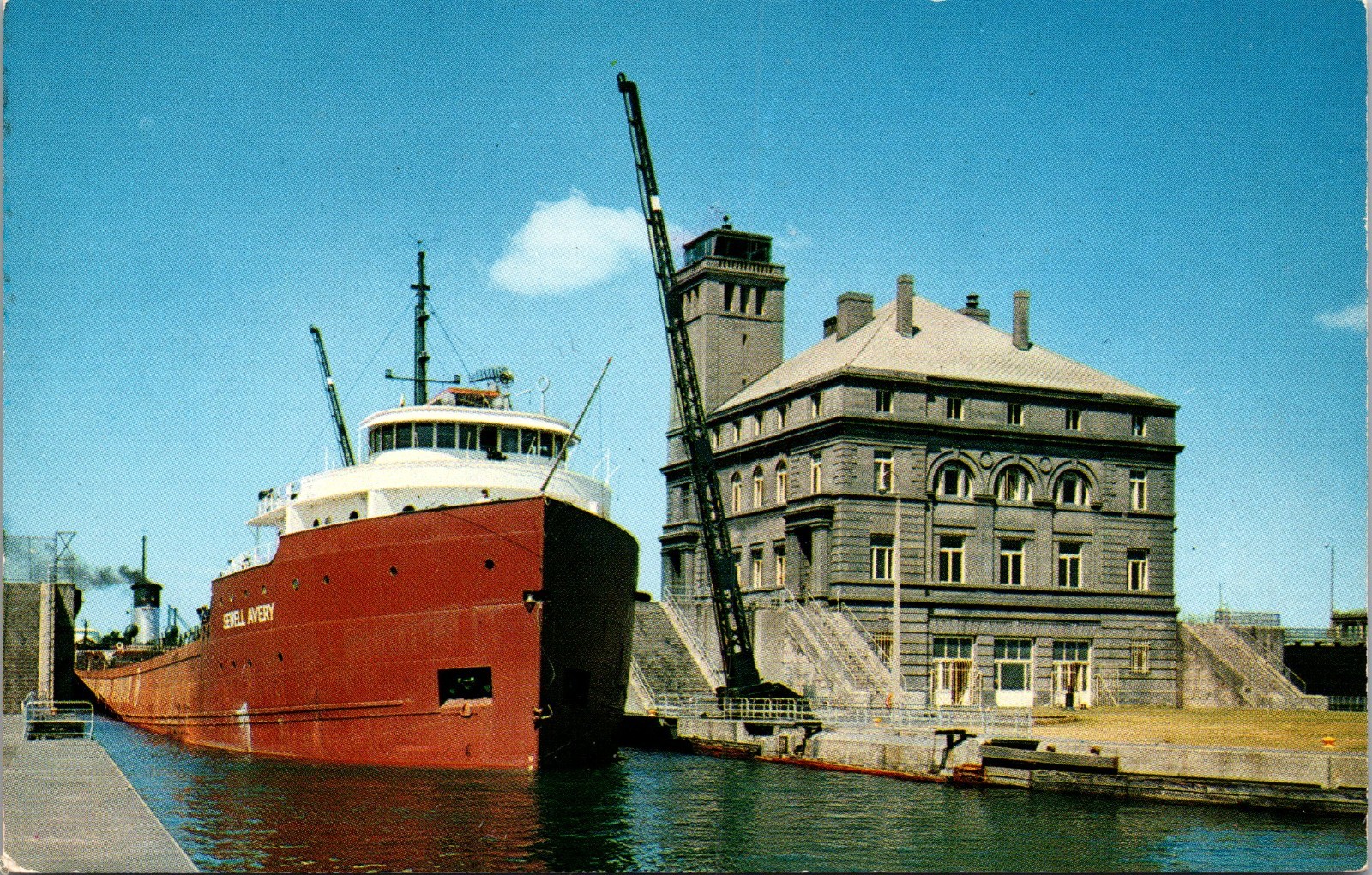 Great Lakes Freighter Steamer Sewell Avery Sault Ste Marie Mich Ship Postcard