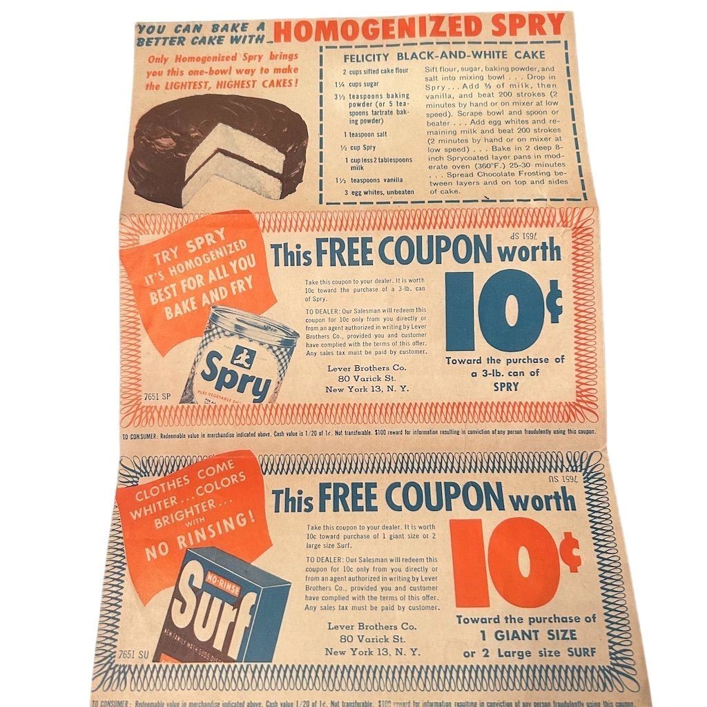 Vintage 1950s Procter & Gamble Spry & Surf Collectible Coupons