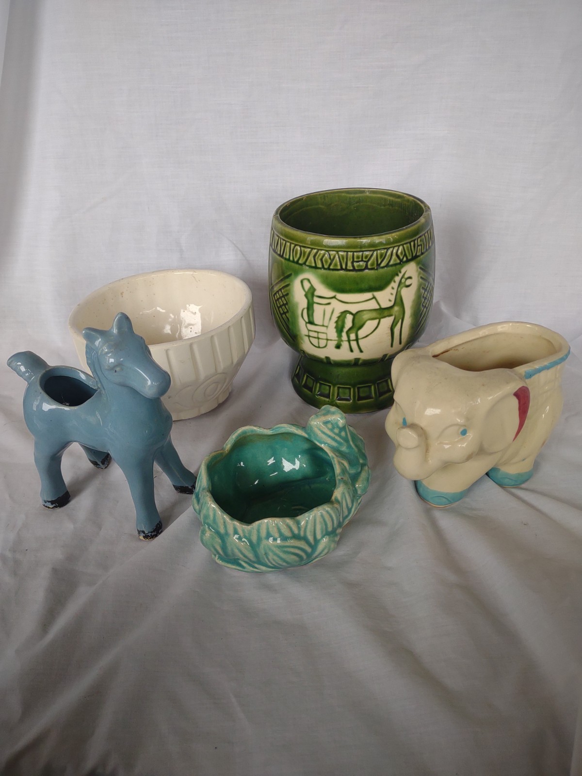 Mid-century Pottery Planter Collection Lot