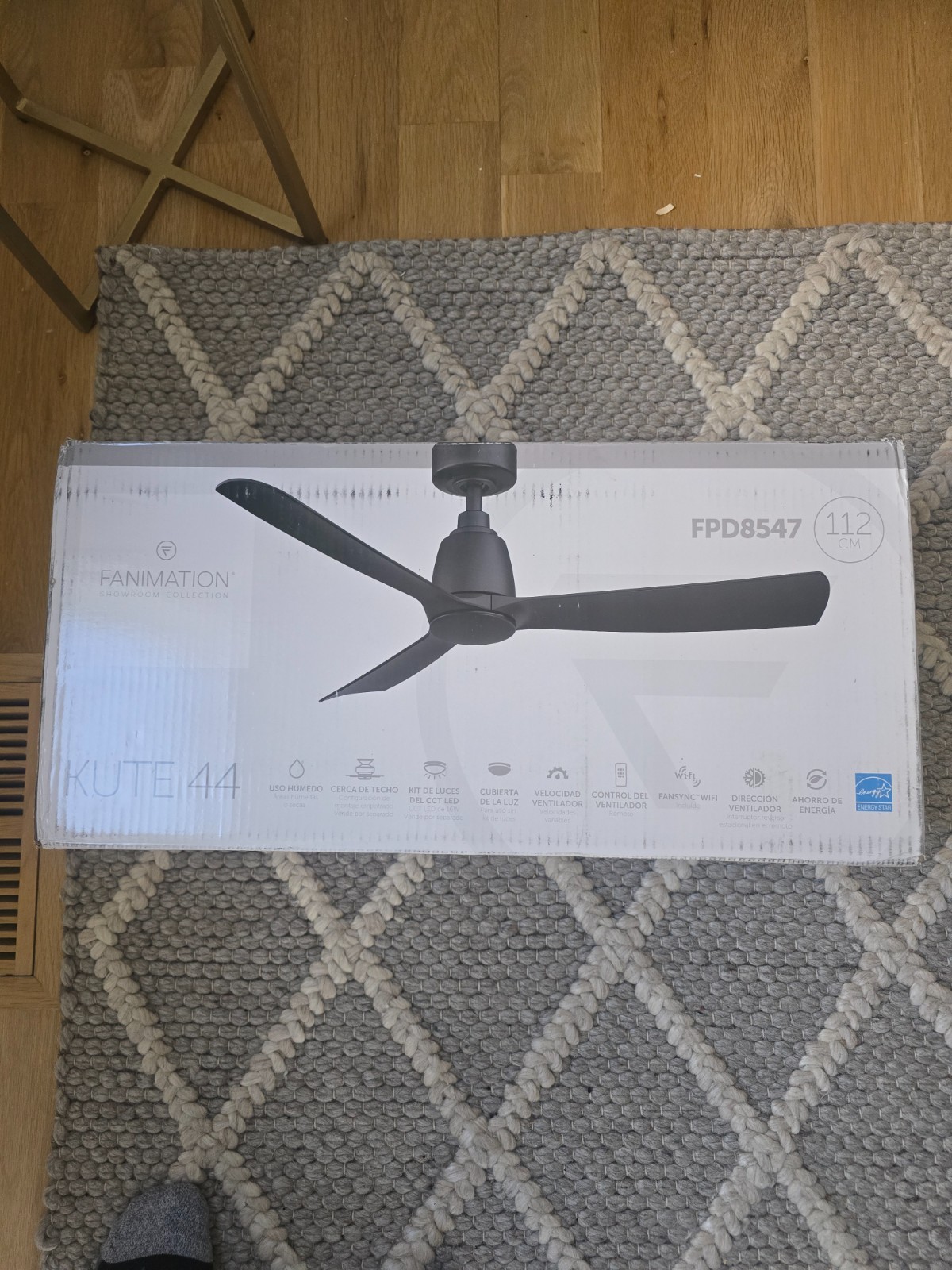 Fanimation Kute 44" Matte White Indoor Outdoor Ceiling Fan DC Motor w/ Remote