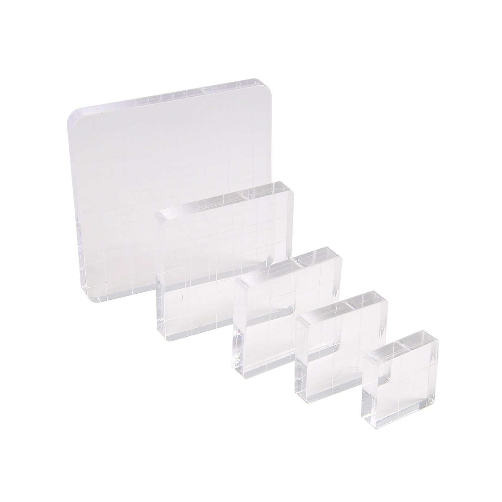 6 Pieces Stamp Blocks Acrylic Clear Stamping Blocks Tools with Grid Lines3924