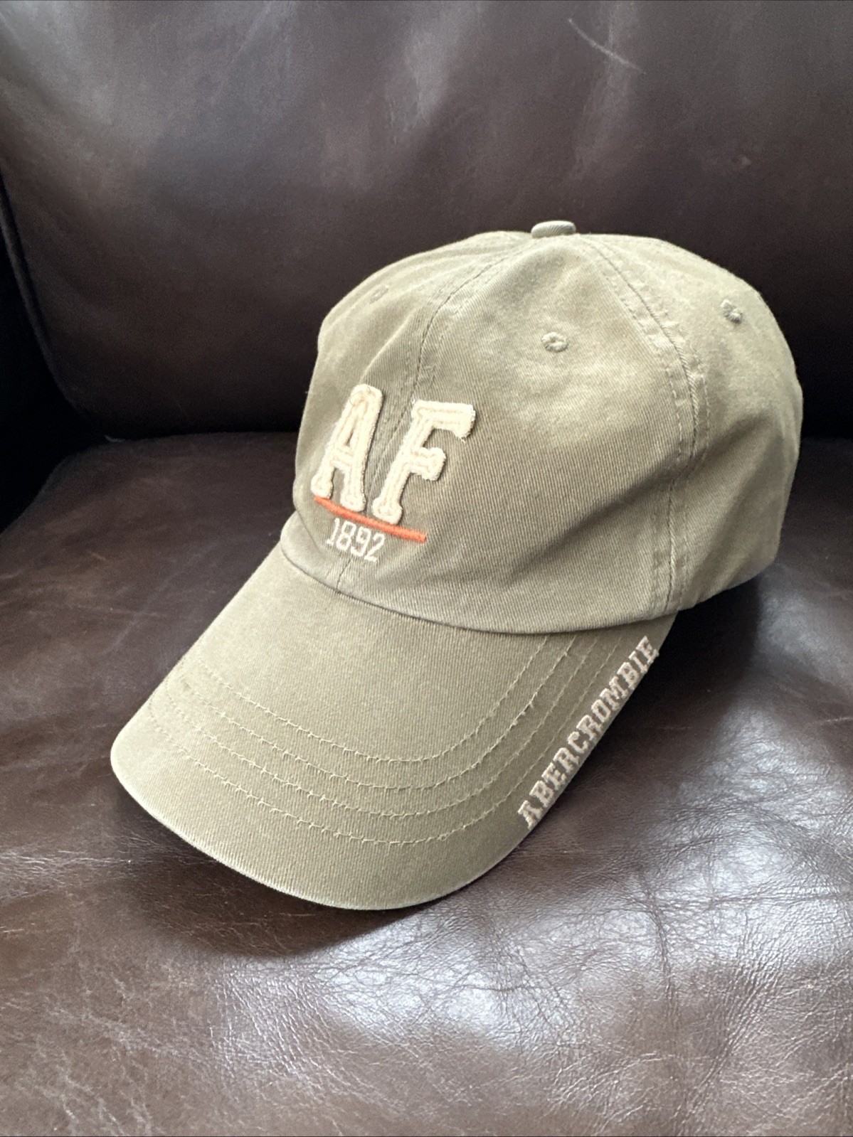 VINTAGE Abercrombie & Fitch Hat Cap Strap Back Beige AF Performance Mens 90s