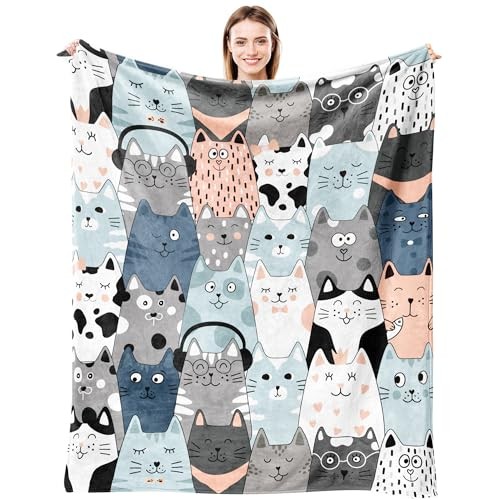 Cat Blanket Ultra Soft Flannel Merch Cat Throw Blanket Stuff 50"x40" Cat Gift