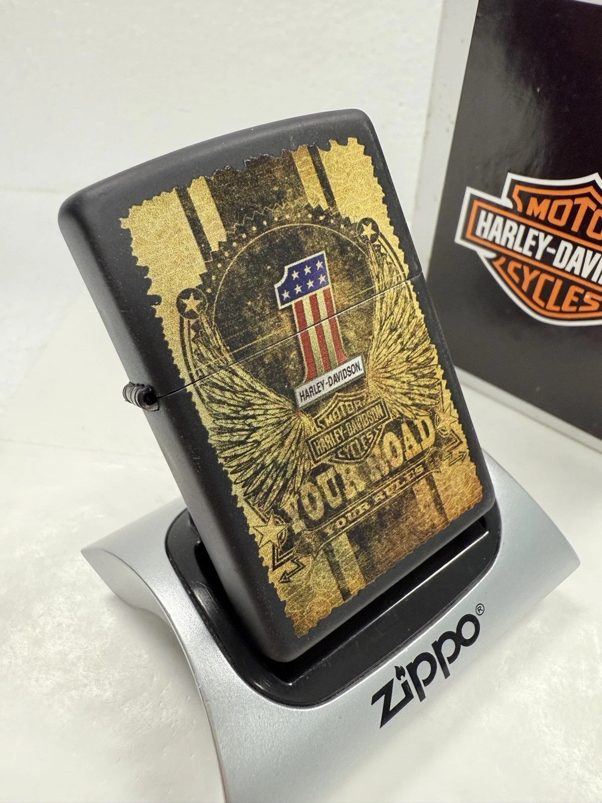 GENUINE Zippo Lighter HARLEY YOUR ROAD YOUR RULES Black Matte 2013 NEW IN BOX