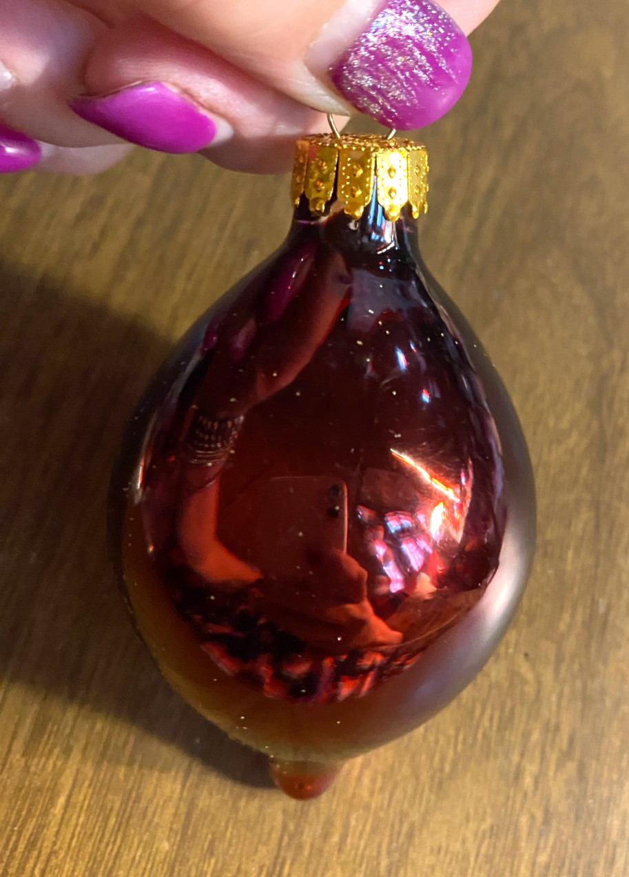Blown Glass Unique Treasures UT Burgundy Teardrop Christmas Ornament 3 1/4"
