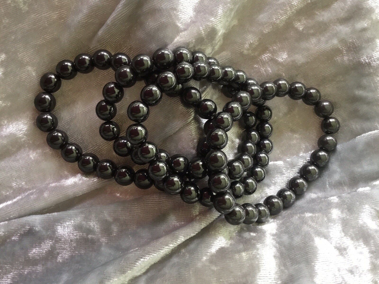 Hematite Crystal Bead Bracelet Natural Gemstone Healing 8mm beads