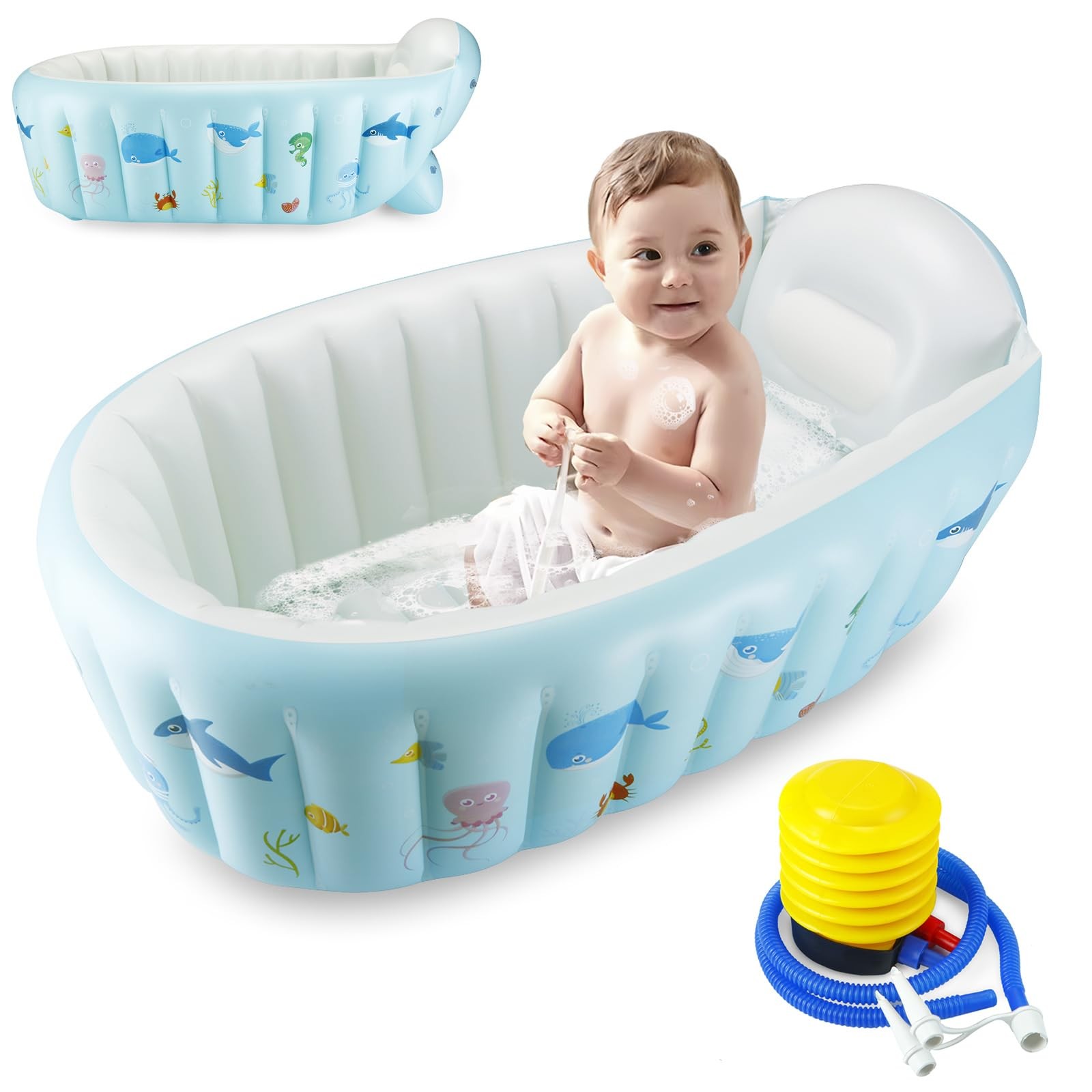 Baby Inflatable Bathtub, Portable Travel Baby Infant Bath Tub Toddler Bathtub...