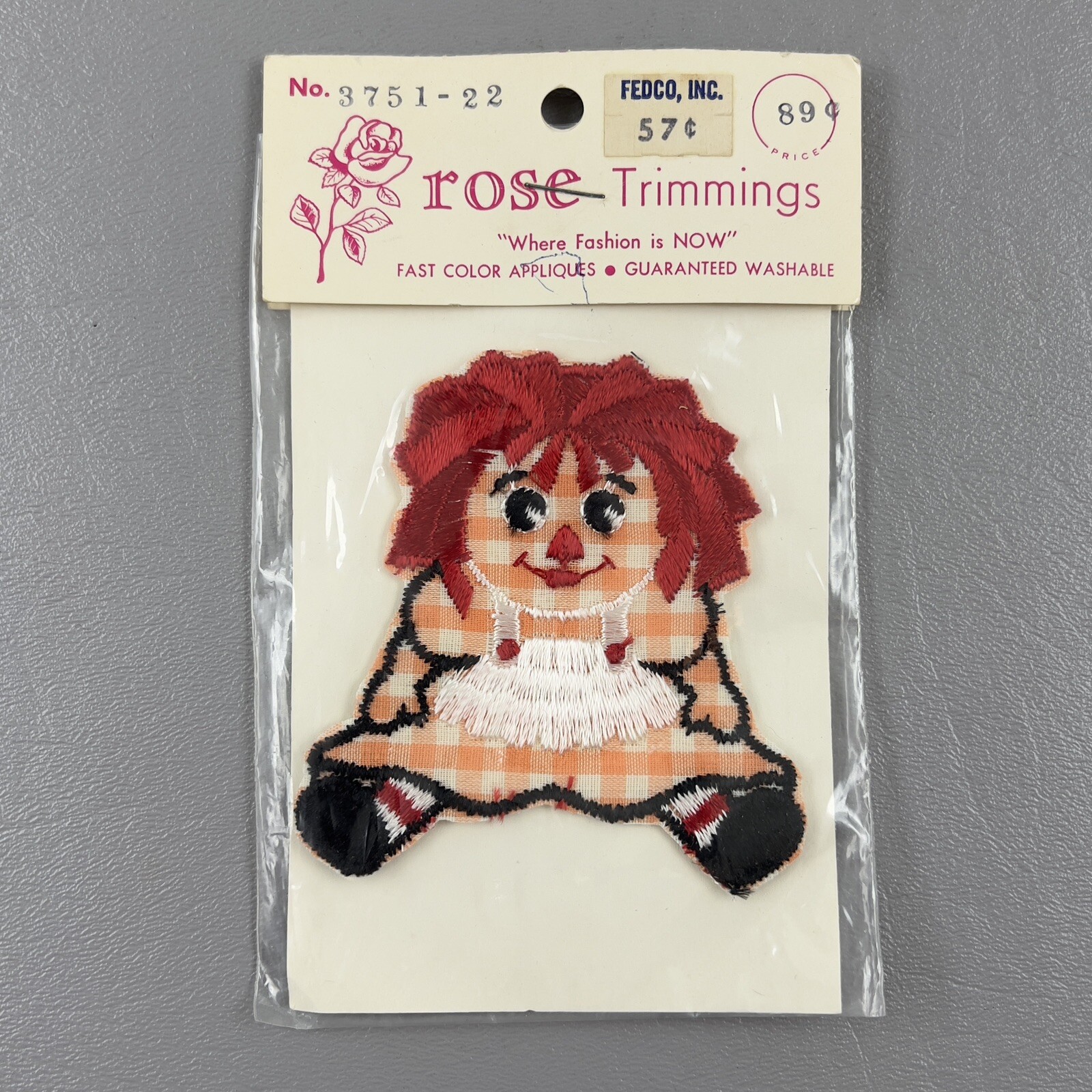 Vintage NOS Schiffli Rose Trimmings Raggedy Ann Patch Applique NEW