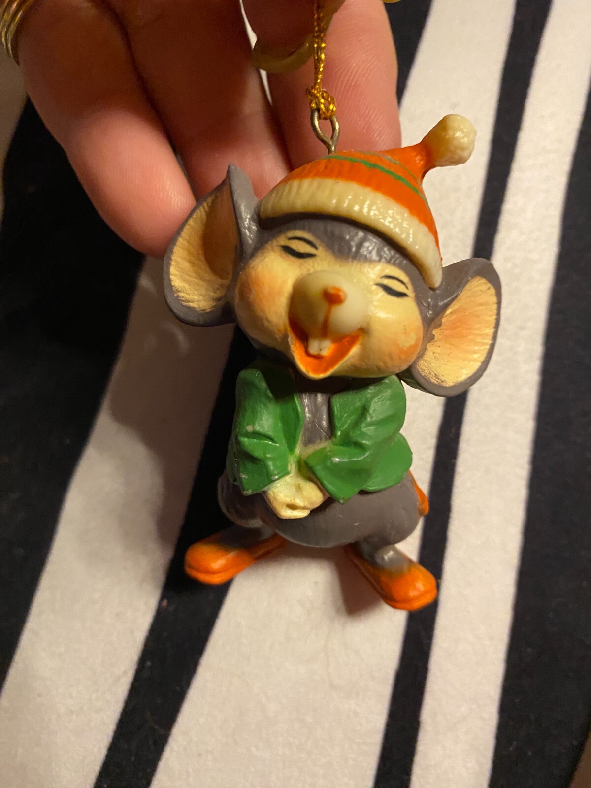 Vintage Plastic Mouse Mice Christmas Ornament 2 3/4"