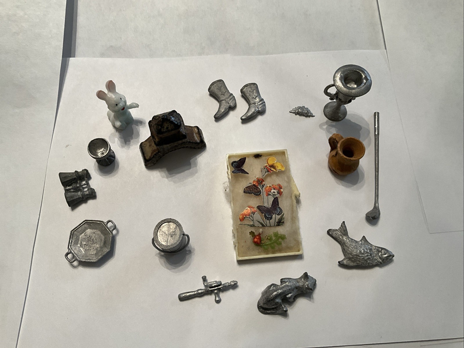 16 Pc Miniature Doll House Lot Garden Outdoor Themed