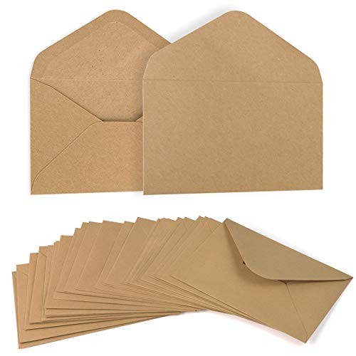  4.6x6.3" Kraft Envelopes 100 PCS 120 GSM Brown Contour Flap Invitation 